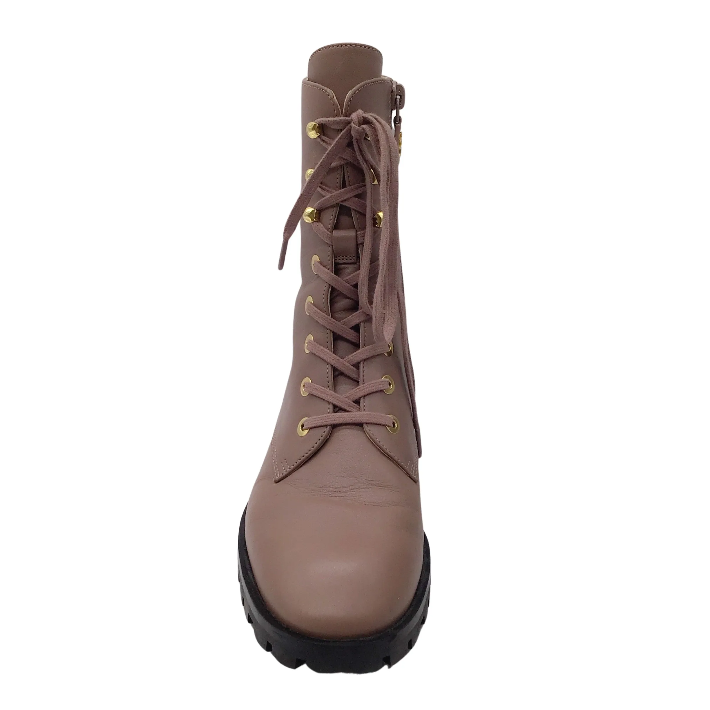 Stuart Weitzman Taupe Lace-Up Leather Boots