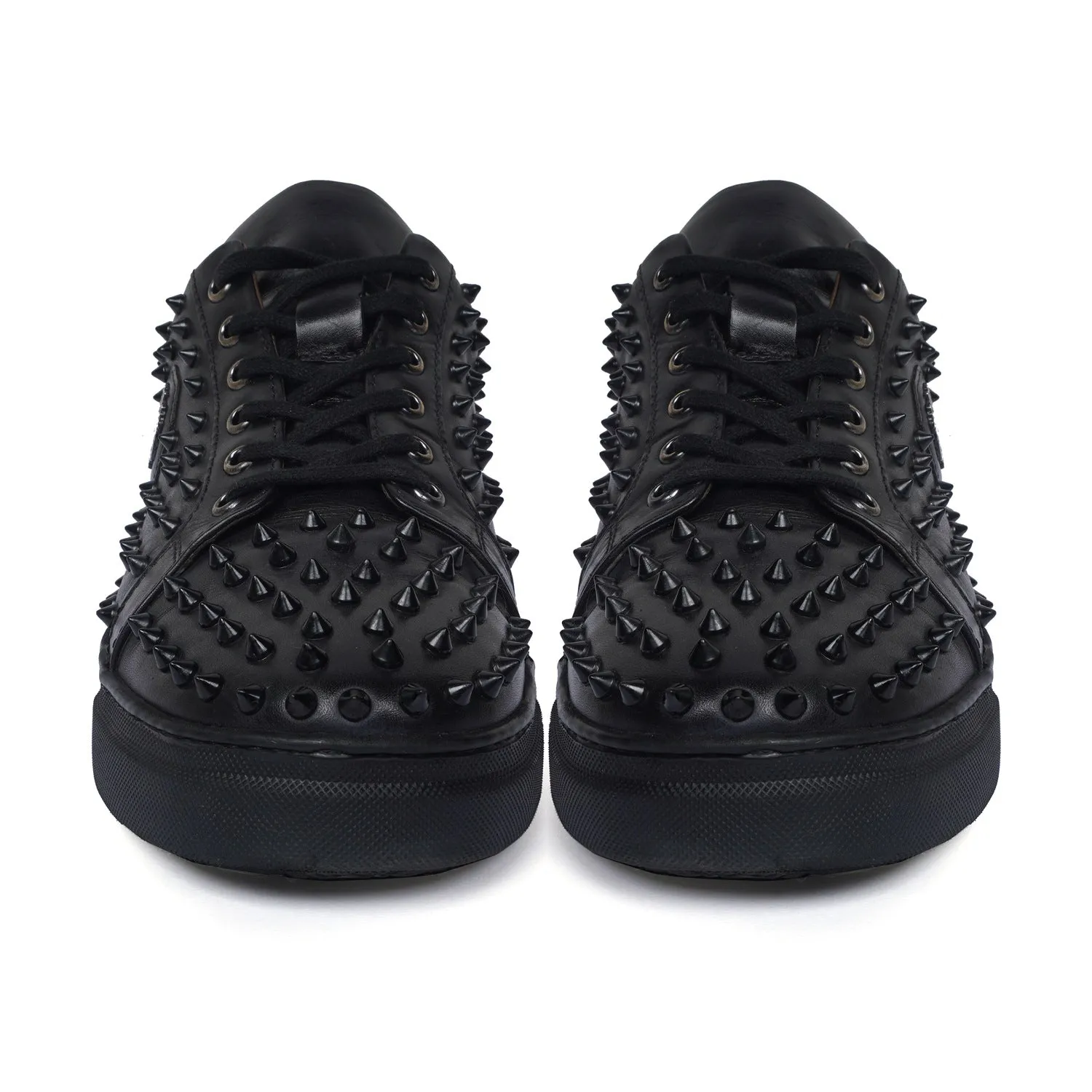 Studded Black Sneaker in Genuine Leather