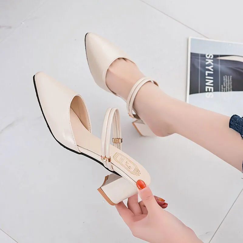 Summer Gentle Thick-heeled High Heels Shoes Baotou Sandals For Women