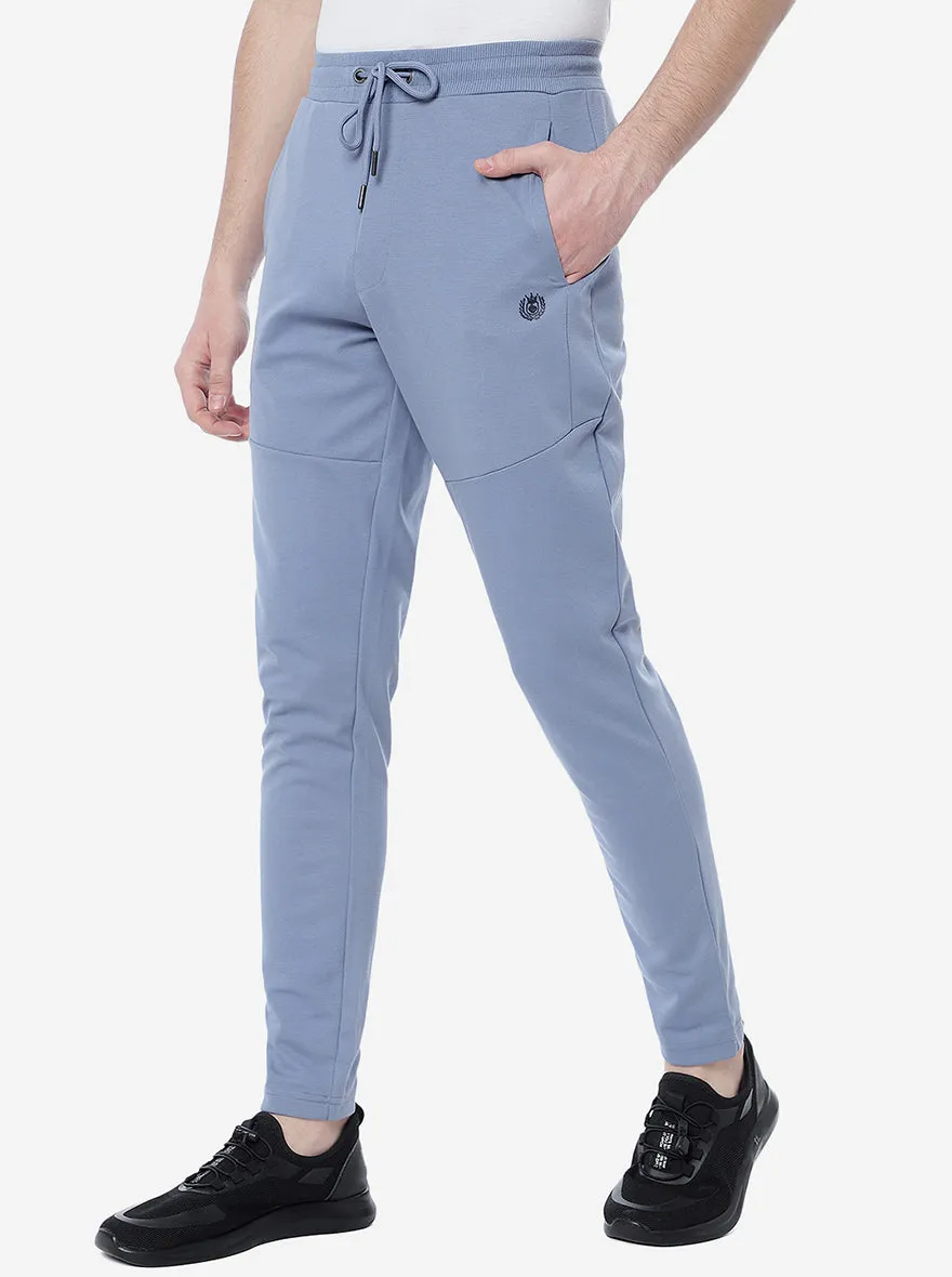 Tempest Blue Solid Slim Fit Track Pant | Greenfibre