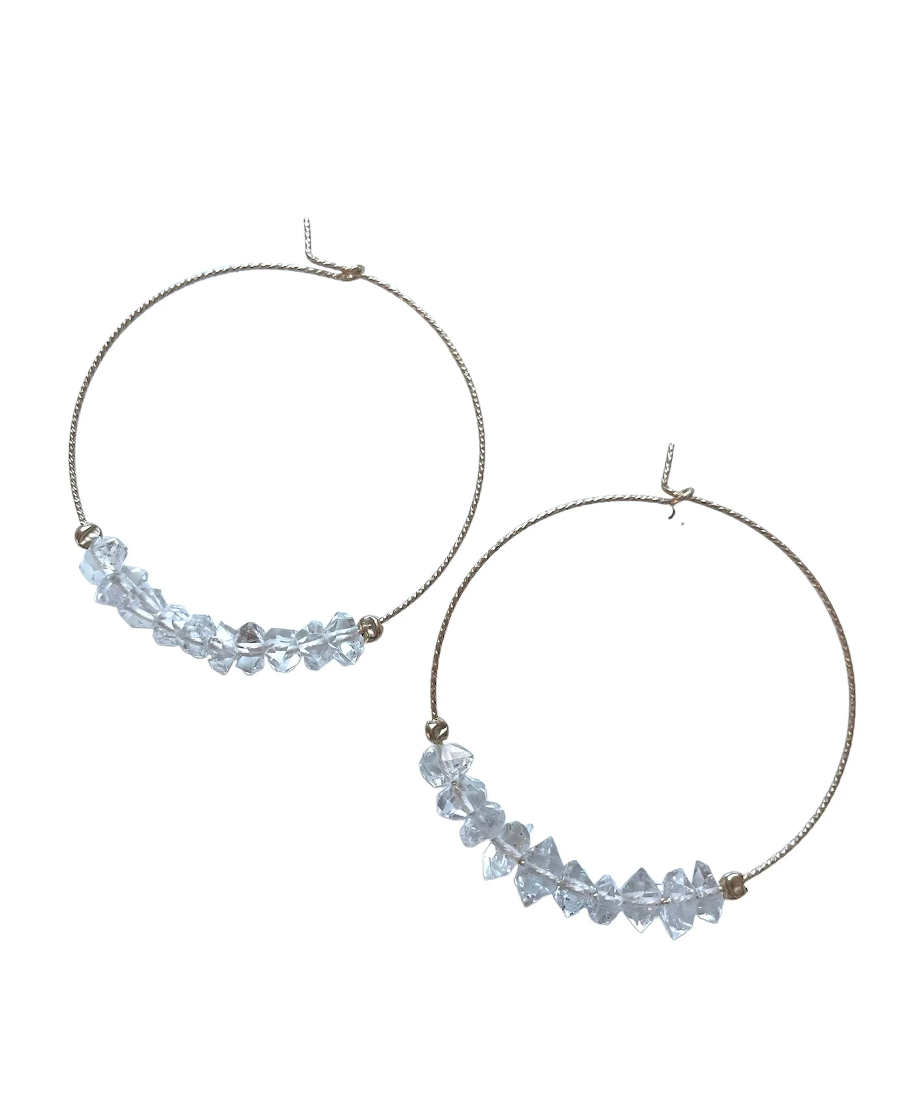 Thin Herkimer Diamond Hoops Earrings