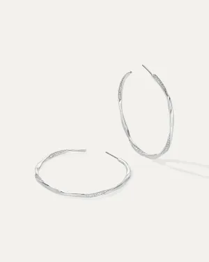 Twist Pave Hoops Silver