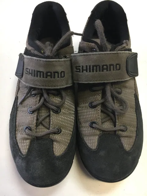 Used Shimano Beige/Black Sr 4 /37 MTB  Biking Shoes w/ SPD Cleats