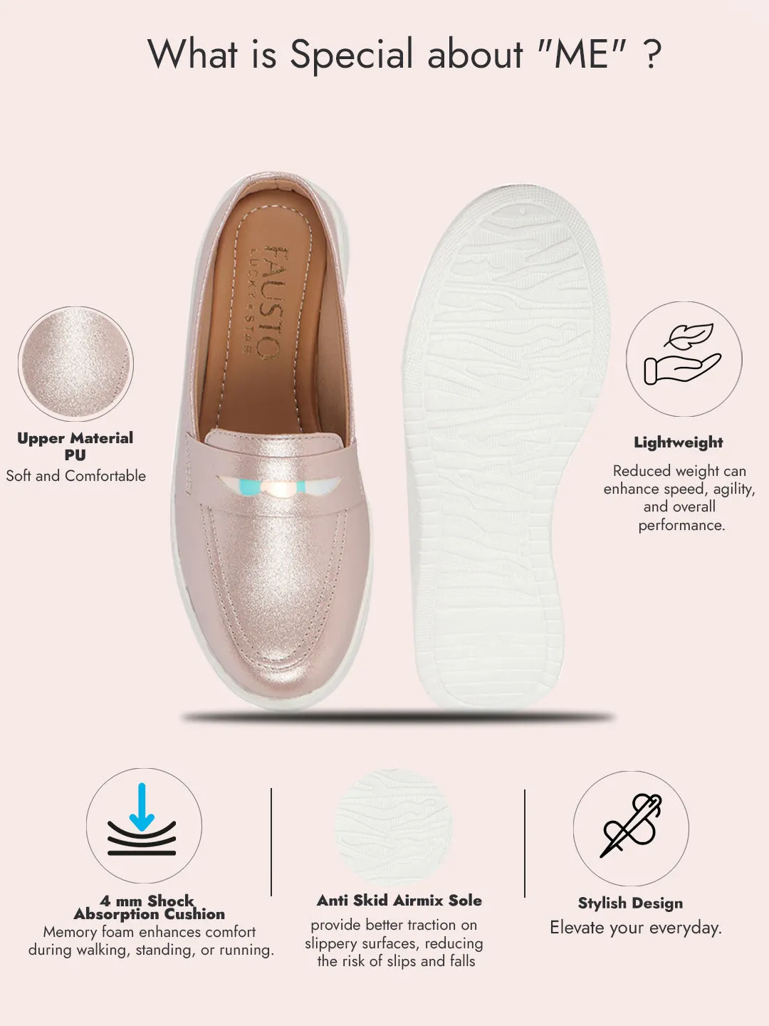 Women Pink Classic Comfort Height Enhancer Shiny Glitter Back Open Slip On Mule Shoes|Casual Slip On Walking Shoe