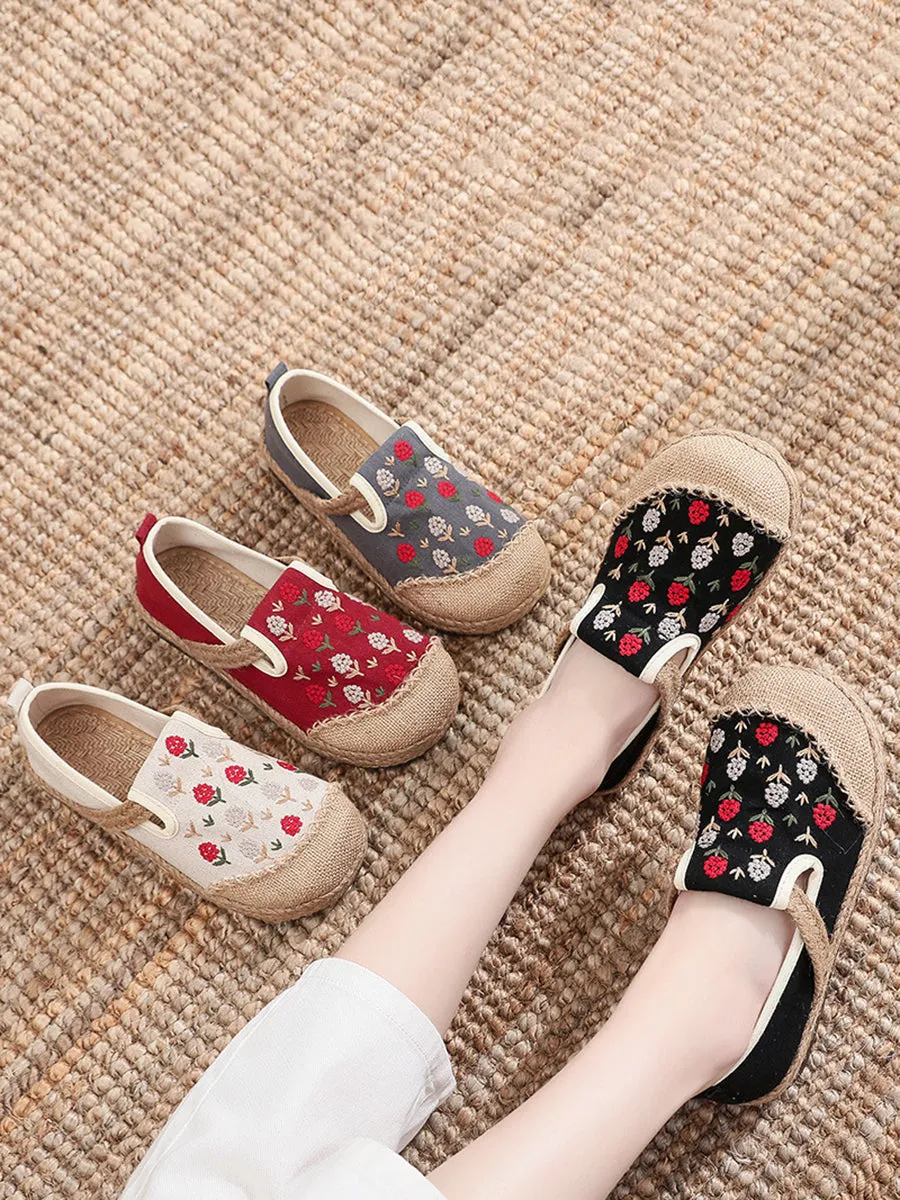 Women Summer Artsy Embroidery Linen Cotton Shoes BN1034