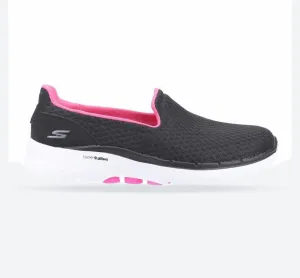 Women's Wide Fit Skechers 124508 Go Walk 6 Big Splash Sneakers - Black/Hot Pink