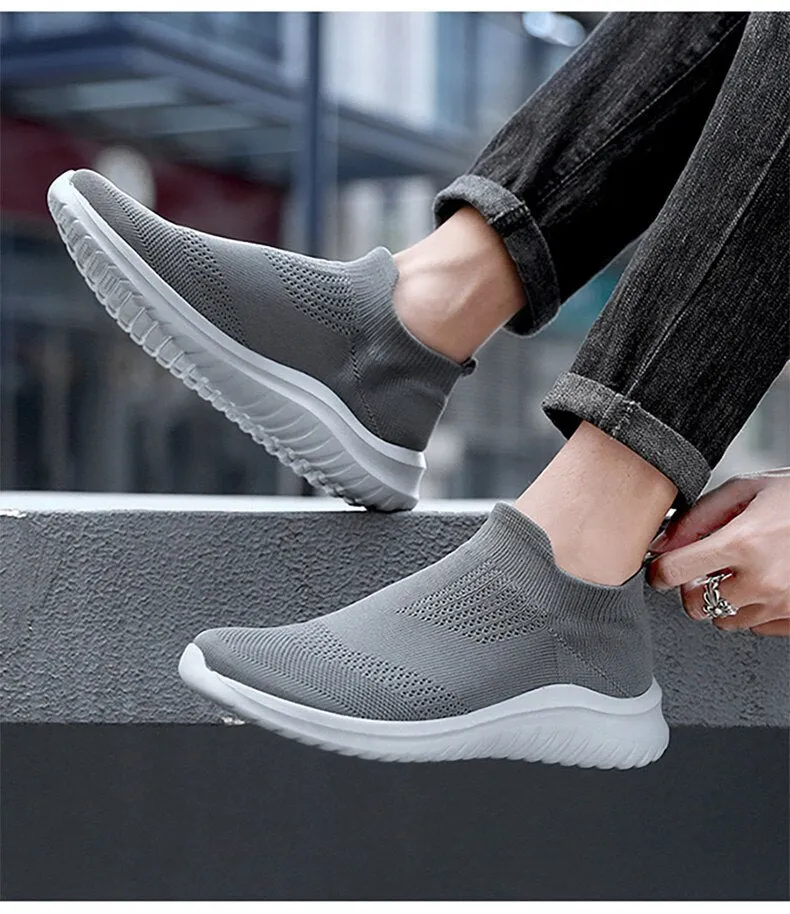 Yeknu Men's Casual Sneakers Knitting Mesh Comfortable Socks Walking Shoes Comfortable Men's Casual Shoes Light Sneakers Men Shoes